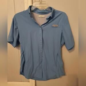 Women's Columbia Blue Polo Shirt Casual Short Sleeve